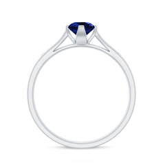 Certified 0.6 Carat Lab Grown Blue Sapphire Promise Ring with Diamond