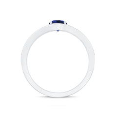 1 CT Created Blue Sapphire and Diamond Classic Engagement Ring