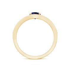 1 CT Created Blue Sapphire and Diamond Classic Engagement Ring