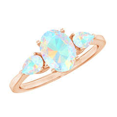 Natural Ethiopian Opal 3 Stone Engagement Ring With Certificate