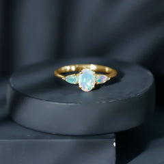 Natural Ethiopian Opal 3 Stone Engagement Ring With Certificate