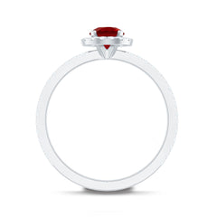 1 CT Minimal Created Ruby and Diamond Engagement Ring