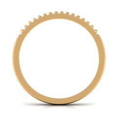 Baguette Cut Zircon Minimal Half Eternity Ring with Gold Beaded