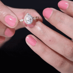 Classic Zircon Teardrop Engagement Ring with Side Stones
