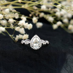 Classic Zircon Teardrop Engagement Ring with Side Stones