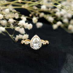 Classic Zircon Teardrop Engagement Ring with Side Stones