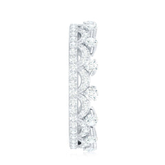 Round Cut Certified Moissanite Crown Wedding Band for Women