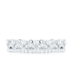 Round Cut Certified Moissanite Crown Wedding Band for Women