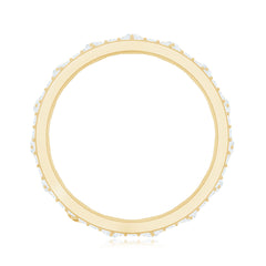 Round Cut Certified Moissanite Crown Wedding Band for Women