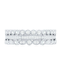 Vintage Looking 3 Row Moissanite Wedding Band
