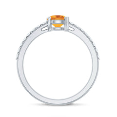 Natural Citrine Promise Ring with Diamond
