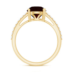 Certified Natural 8mm Garnet Big Engagement Ring with Diamond