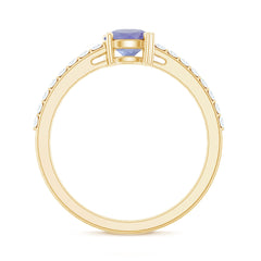 Certified Real Tanzanite Promise Ring with Diamond