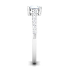1.25 CT Natural Moonstone Solitaire Promise Ring with Diamond