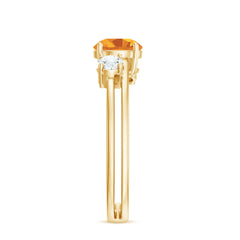 Real Citrine Diamond Double Band Engagement Ring
