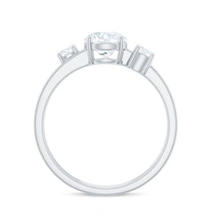 Brilliant Cut Moissanite 3 Stone Engagement Ring with Double Band