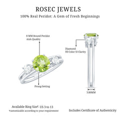 2 Carat Peridot Double Band Engagement Ring with Diamond