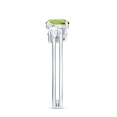 2 Carat Peridot Double Band Engagement Ring with Diamond
