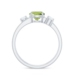 2 Carat Peridot Double Band Engagement Ring with Diamond