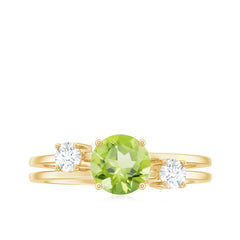 2 Carat Peridot Double Band Engagement Ring with Diamond
