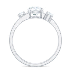 Certified Cubic Zirconia Three Stone Double Band Ring