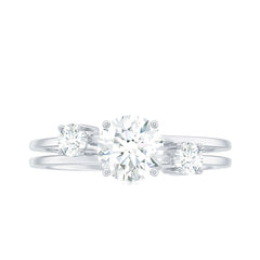 Certified Cubic Zirconia Three Stone Double Band Ring