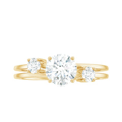 Certified Cubic Zirconia Three Stone Double Band Ring