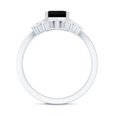 Created Black Diamond Engagement Ring Set with Diamond