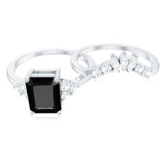 Created Black Diamond Engagement Ring Set with Diamond