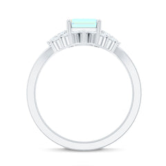 Certified Real Ethiopian Opal Diamond Emerald Cut Engagement Ring with Enhancer