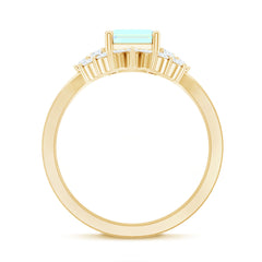 Certified Real Ethiopian Opal Diamond Emerald Cut Engagement Ring with Enhancer