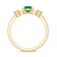 Genuine Emerald and Diamond Promise Three Stone Ring