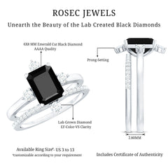 Certified Lab Grown Black and White Diamond Engagement Ring and Wedding Band Set