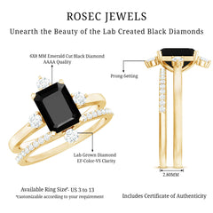 Certified Lab Grown Black and White Diamond Engagement Ring and Wedding Band Set
