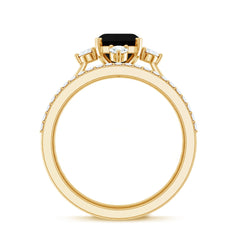 Certified Lab Grown Black and White Diamond Engagement Ring and Wedding Band Set