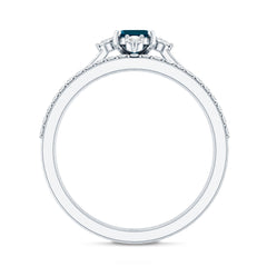 4X6mm Emerald Cut London Blue Topaz Wedding Ring Set with Diamond Band