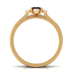 Natural Emerald Cut Garnet Diamond Wedding Bridal Ring Set of 2