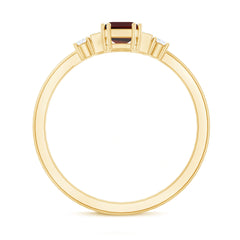Certified Garnet Emerald Cut Engagement Ring with Real Diamond