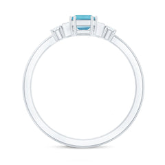 3/4 CT Aquamarine Solitaire Engagement Ring with Diamond