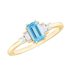 3/4 CT Aquamarine Solitaire Engagement Ring with Diamond