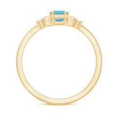 3/4 CT Aquamarine Solitaire Engagement Ring with Diamond