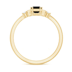 Emerald Cut Black Onyx Engagement Ring with Diamonds