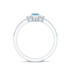 Vintage Aquamarine and Diamond Halo Engagement Ring