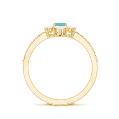 Vintage Aquamarine and Diamond Halo Engagement Ring