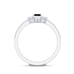 Vintage Inspired Black Onyx Engagement Ring with Diamond Halo