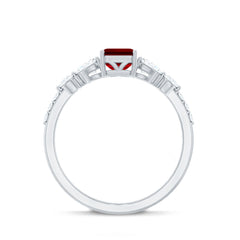Certified 2.2 Carat Lab Grown Ruby Emerald Cut Engagement Ring with Side Stones