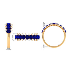 Oval Cut Blue Sapphire and Diamond Half Eternity Ring