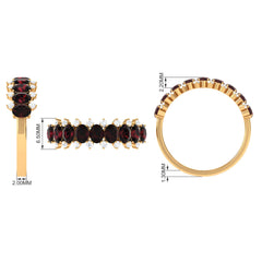 Real Garnet Diamond Half Eternity Wedding Anniversary Ring