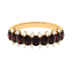Real Garnet Diamond Half Eternity Wedding Anniversary Ring