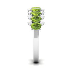 2.25 CT Oval Cut Peridot Half Eternity Ring with Diamond Stones